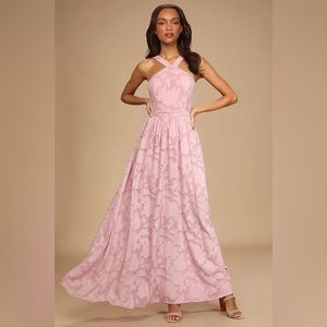 Lulu’s Love and Beyond Mauve Pink Burnout Floral Maxi Dress